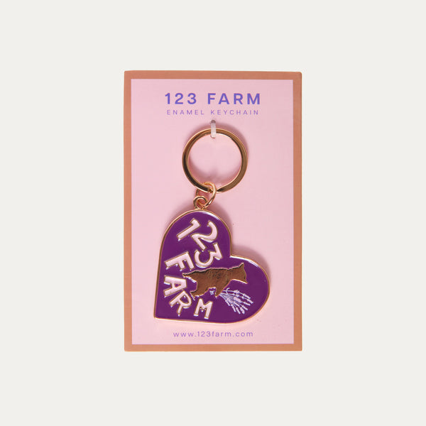 123 Farm Enamel Heart Keychain
