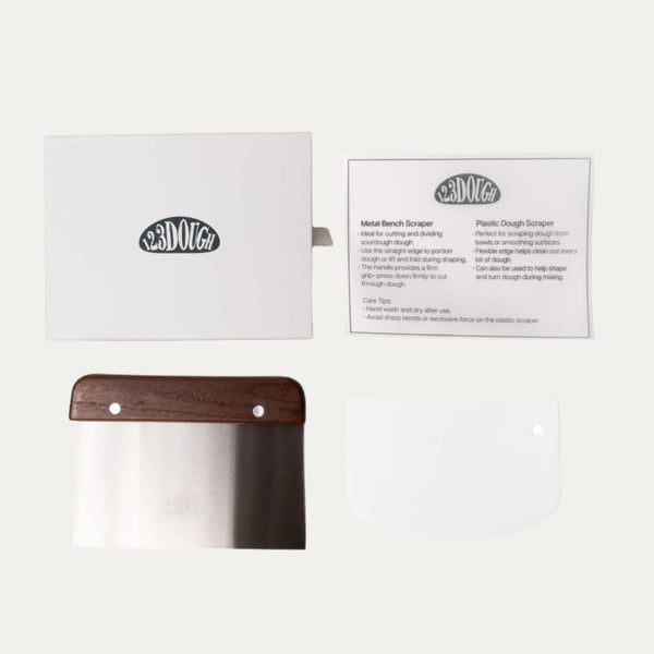 Stainless Steel + Plastic Dough Scraper Set – 123Dough