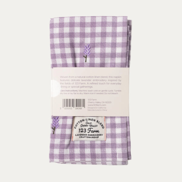 Embroidered Lavender Cotton-Linen Blend Napkin