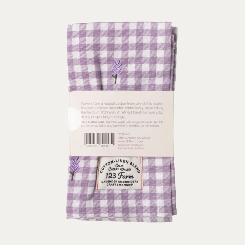 Embroidered Lavender Cotton-Linen Blend Napkin