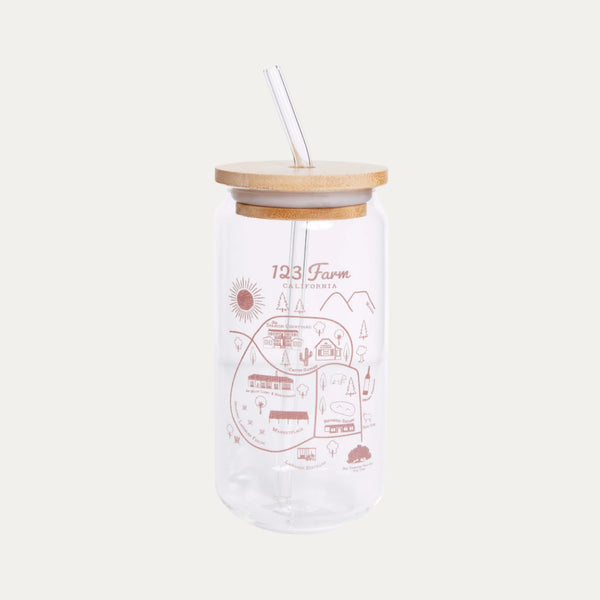 123 Farm Glass Tumbler with Straw - 123 Farm California Map