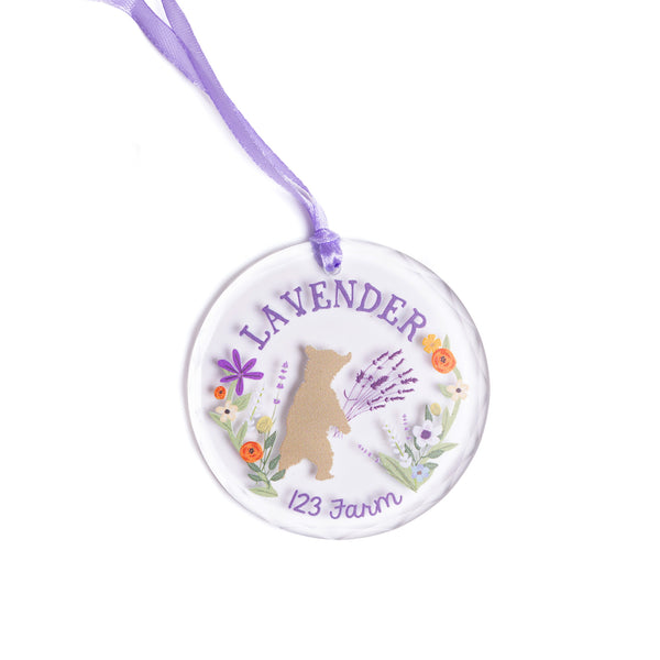 Glass Ornament - Lavender Bear