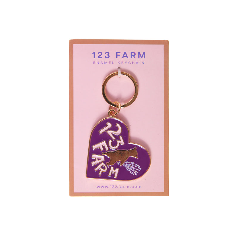 123 Farm Enamel Heart Keychain
